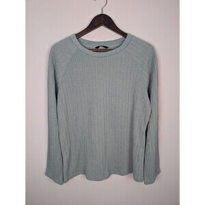 Dokotoo Womens Top Casual Crewneck Long Sleeve Cable-Knit Sweater Size L Green